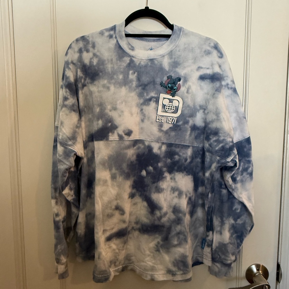 WDW SITICH Blue Tie-Dye Sweatshirt with Stitch Graphic